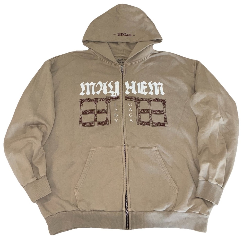 Lady Gaga Opera Haus Hoodie XXL Beige Full Zip Mayhem Ball 2025 Merch NEW *flaws